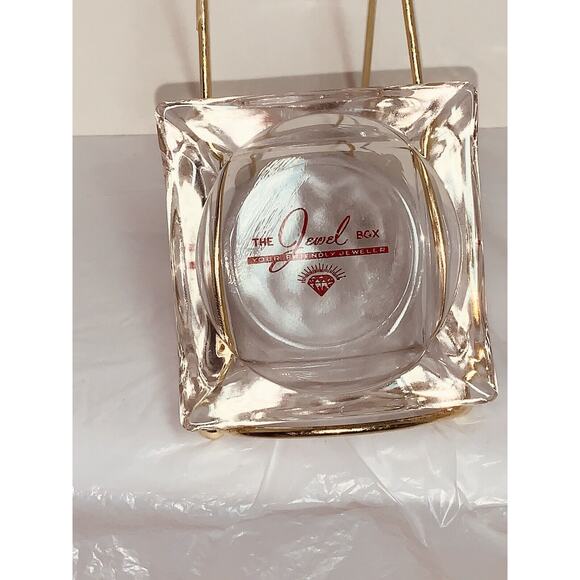 Vtg Ashtray 3 1/2" The Jewel Box Business Advertising Clear Glass Memorabilia - Picture 3 of 5
